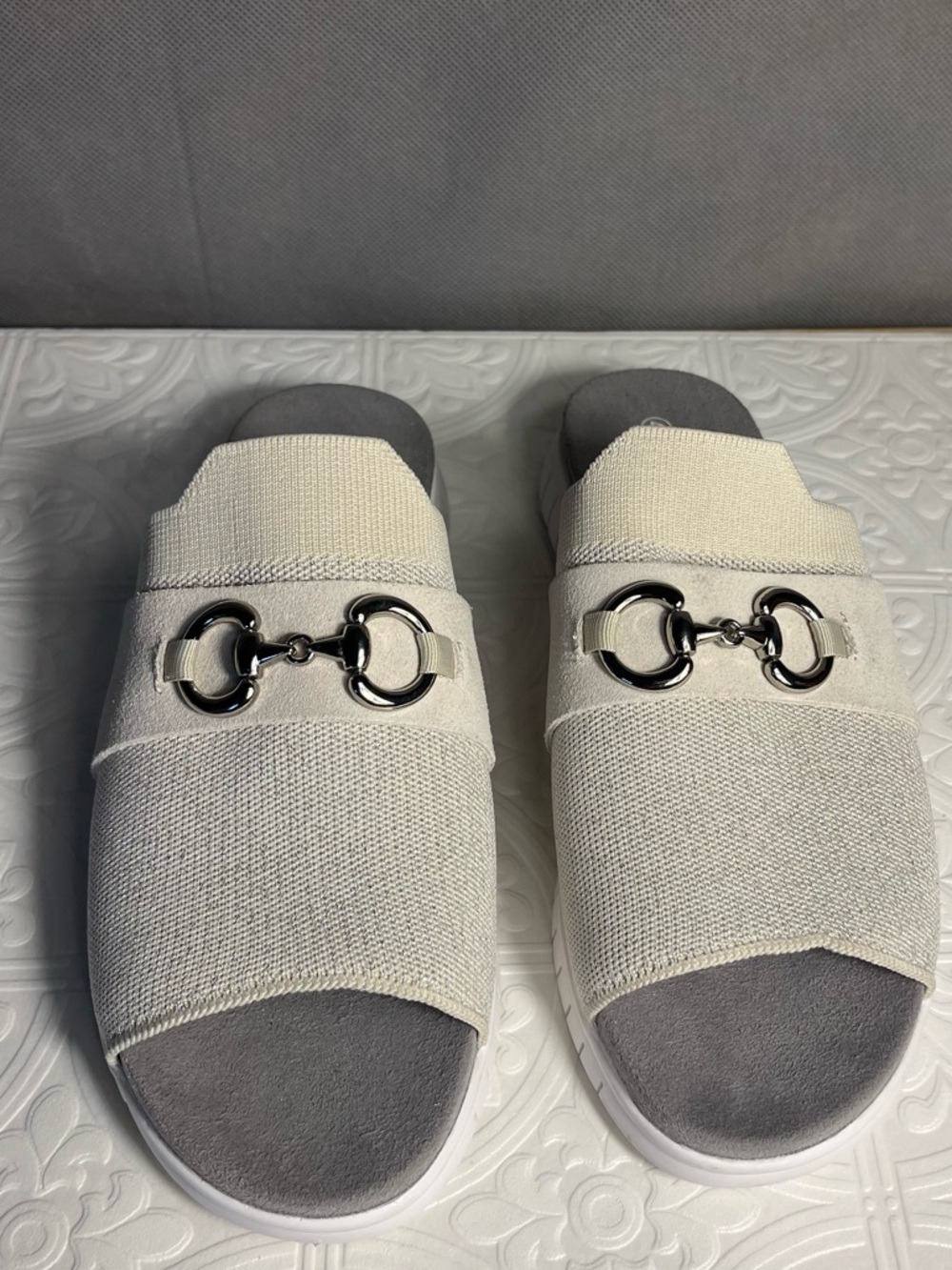 Bernie Mev Monaco Womens Sporty Slide Sandals Open Toe Casual Nude Silver 9 9.5 - Picture 5 of 10
